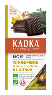 Kaoka Chocolat noir 55% citron gingembre bio 100g - 1650